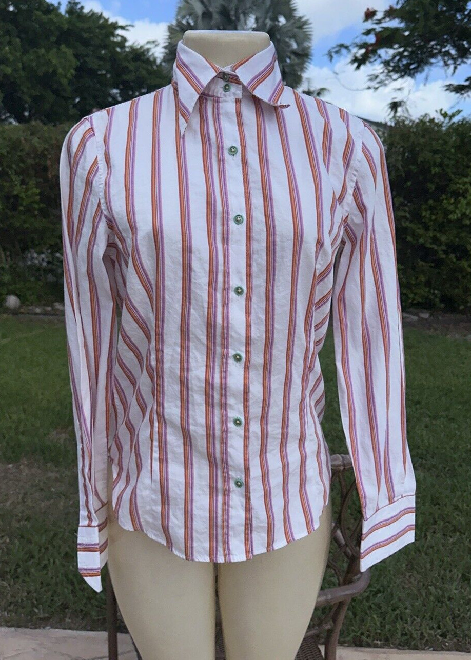 ETRO MULTI COLOR STRIPED BUTTON FRONT CASUAL SHIR… - image 2