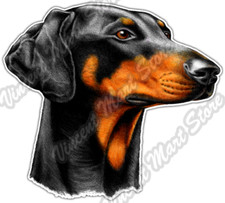 Doberman Dog Breed Hound Canine Pet Pets Car Bumper Vinyl Sticker Decal 5"X4.5"