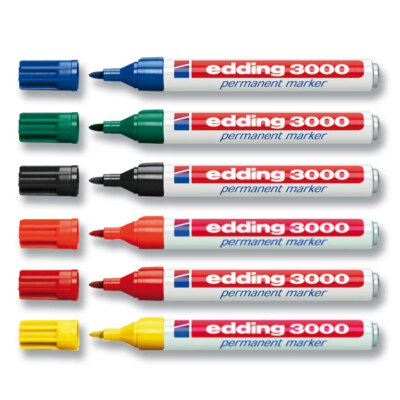 Edding E 3000 (Sortiment=6Farben) - Permanentmarker wasserfest