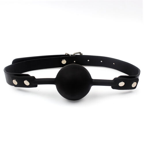Black 42mm Soft Rubber Faux Leather Silicon Bondage Ball Gag  - Picture 1 of 1