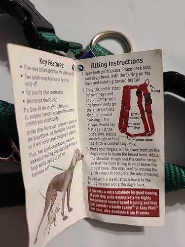 Premier Sure-fit Dog Harness Small Green - Picture 3 of 6