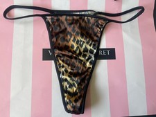 NWT VTG 2002 Victoria's Secret SECOND SKIN SATIN, THONG - ANIMAL PRINT LARGE