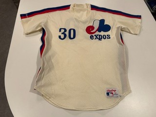 original 1989 TIM RAINES (HOFer) MONTREAL EXPOS pre game WORN BASEBALL JERSEY