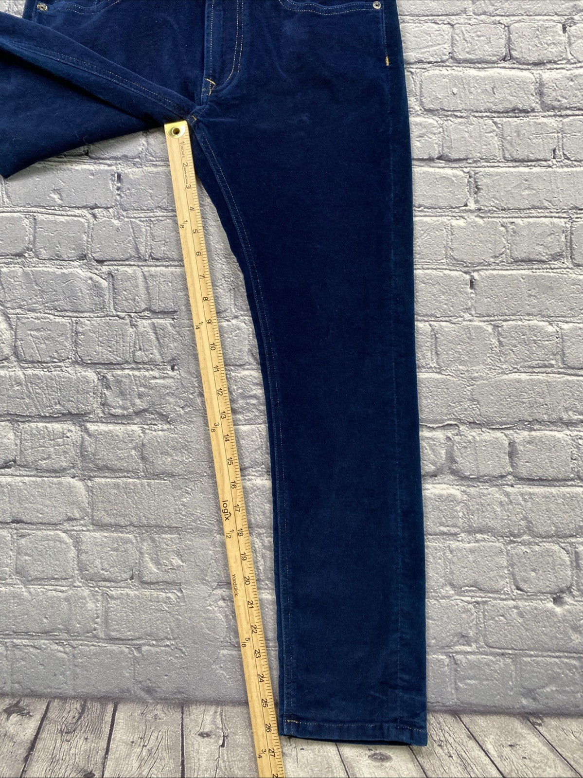 True Religion Velvet Pants Size 29x26 Indigo LowRise Boyfriend Witchy Biker Boho thumbnail 5