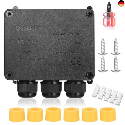  IP68 Waterproof Junction Box, Outdoor Cable Connector Junction Box, Black 