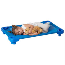 Kiddie Cot Stackable Ready-to-Assemble Portable Toddler Nap Cot, Blue 40"x 23"
