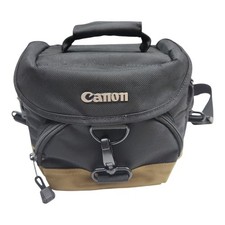 Canon Camera Gadget Bag Black Tan Nylon Shoulder Strap Padded Case