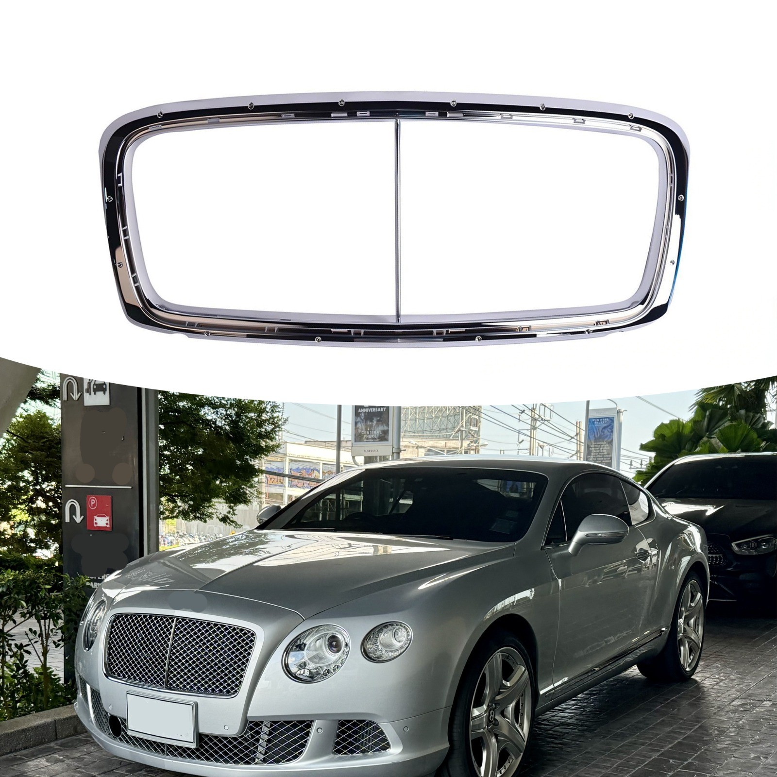 For Bentley Continental Gtc Gt 12-17 main radiator grille chrome trim 3W3853667A