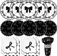 Complete Black Bow Birthday Decoration Set for Special Occasions