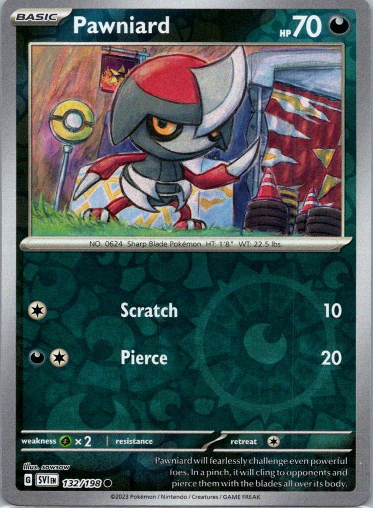 Pokemon TCG Pawniard 132/198 Scarlet Violet Rev Holo NM