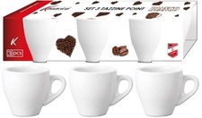 Set 3 Tazze Tazzine Caffè Bar in Ceramica Senza Piattini Bianche
