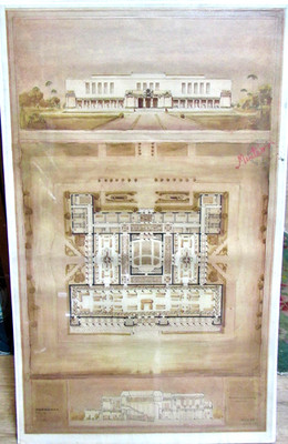 LARGE ORIGINAL ARCHITECTURAL DRAWN PLAN 1927 MUSEUM ARCHAEOLOGY HARVARD   FITCH