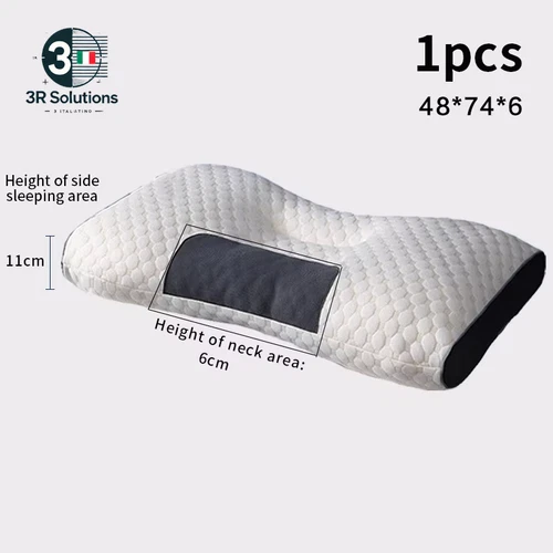 Cuscino Cervicale Ortopedico in Fibra Di Soia 6/10Cm Massaggio Collo Sonno