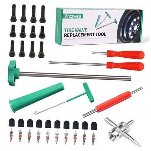 Tire Valve Stem Core Quickly Replacement Tool 2 Set Tools & 12PCS Stems ...
