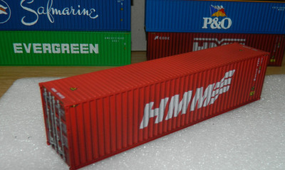 HMM Hyundai 40ft HC Versandcontainer Dapol Intermodal OO Scale Load Weathered