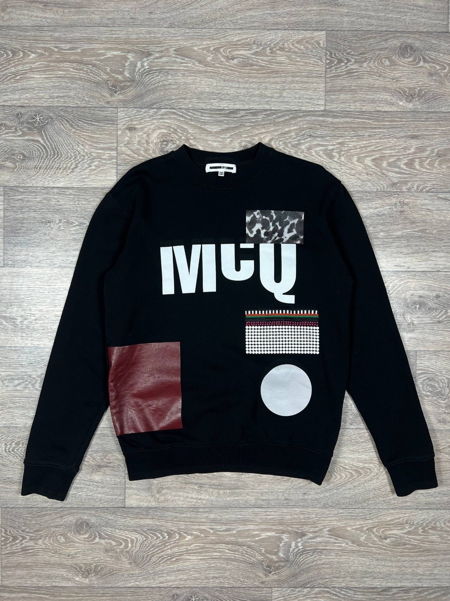 McQ Alexander McQueen Black Printed and Embroidered Sweatshirt