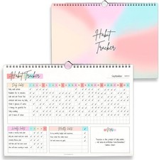 Listing image for A5 Habit Tracker Calendar Daily Weekly Monthly Goal Planner 250gsm Wire‑Bound