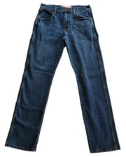 Wrangler Slim Straight Men's Jeans Blue Denim 5-Pocket Medium Wash Button Zip