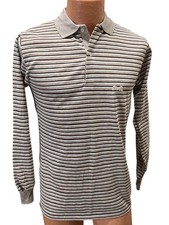 NOS Mens S~M Vtg 70s LeTigre Polo Pullover Shirt Top 50/50 Brown Stripe USA
