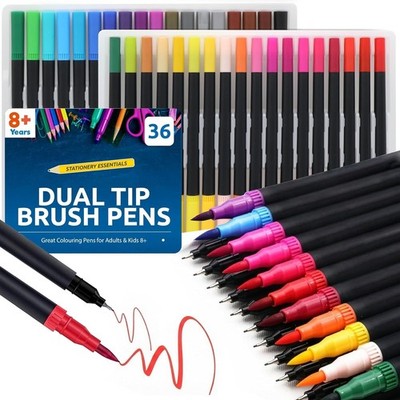 36 Farben Dual Tip Brush Stifte Zeichnen Aquarell Farbmarker Fine Art Set