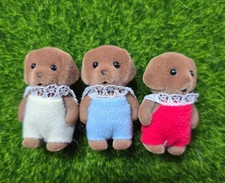 Calico Critters Sylvanian Families CHOCOLATE LAB TRIPLETS