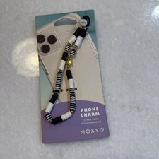 MOXYO Beaded Phone Charm Strap   Black  White   Unique Accessory