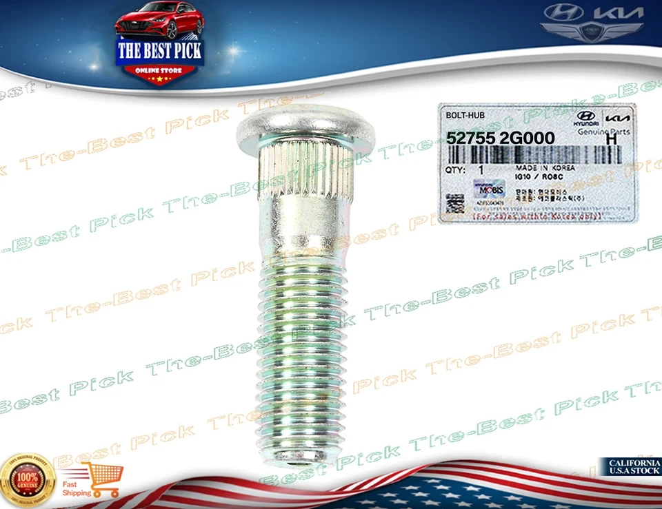 ⭐GENUÍNO⭐ 5 PEÇAS Parafuso prisioneiro de roda para 2006-24 Hyundai Kia 527552G000 *VEJA compatibilidade - Imagem 2 de 4