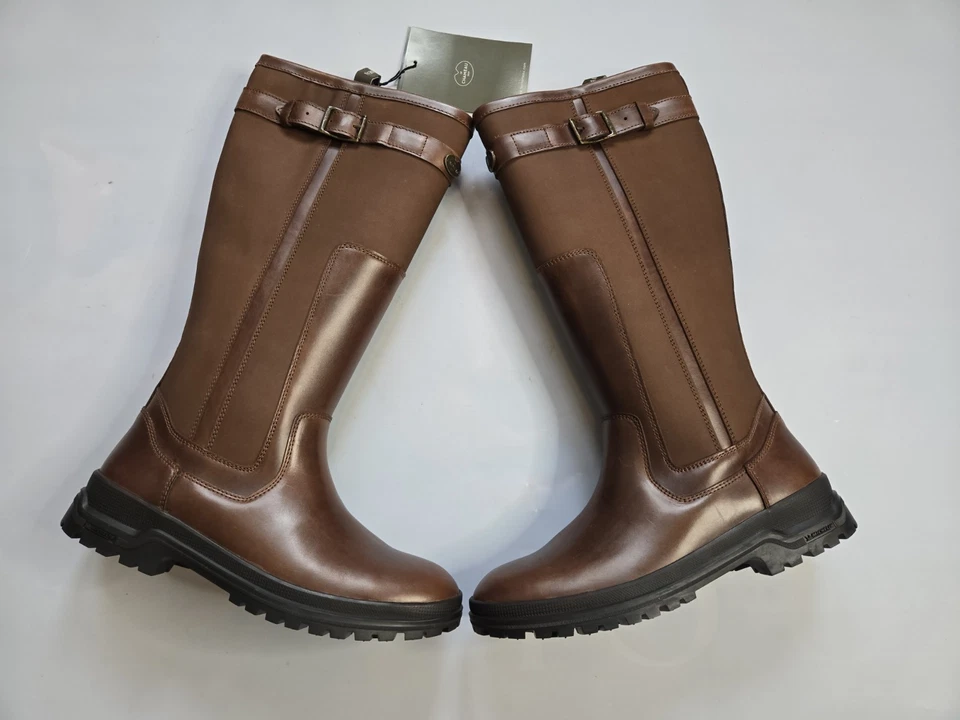 con caja BOTA DE CUERO MARRÓN CARAMELO AJUSTE ESTÁNDAR LE CHAMEAU JAMESON PARA HOMBRE G1N Foto 2 de 4