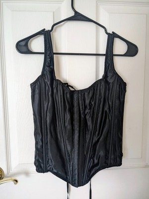 Victoria's Secret The Classic Corset Top Only 100% Silk Black Medium NWT