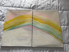 Pottery Barn Rainbow Abstract Art Canvases Set Of 2