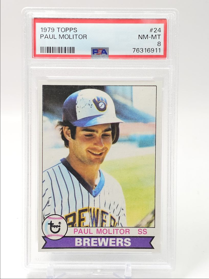 PAUL MOLITOR 1979 TOPPS ROOKIE BASEBALL BREWERS #24 RC PSA 8 Q1639