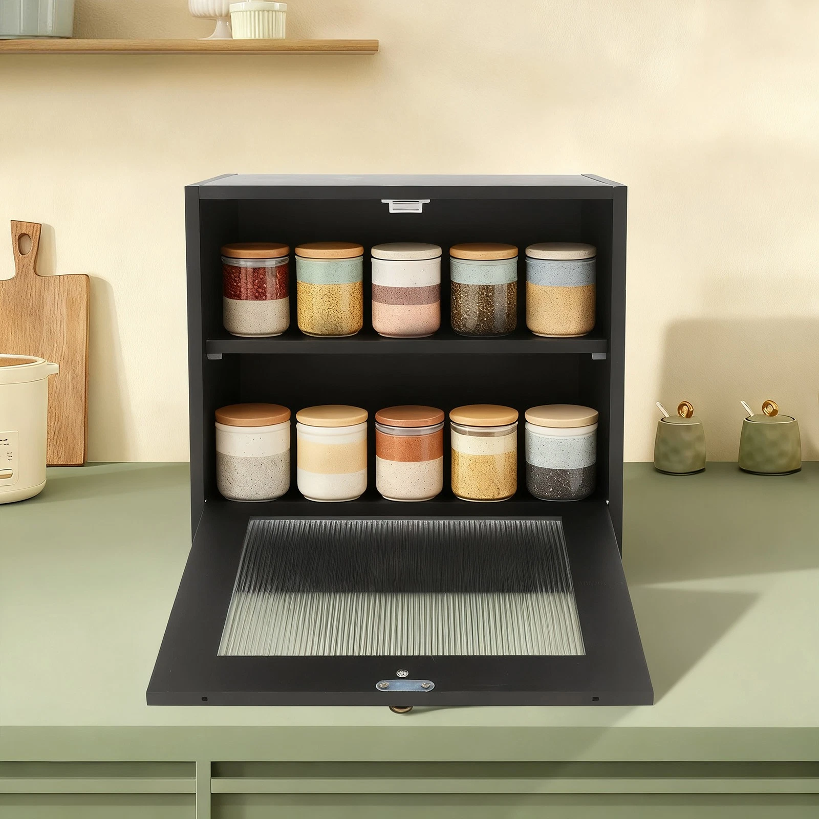 2 Layer Wooden Bread Storage Bread Box for Kitchen Countertop, Bread Organizer
Opens in a new window