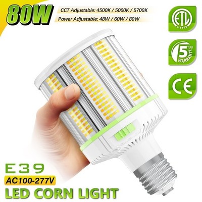 80W LED Corn Light Bulb E39 Mogul Base Replace 400W MH/HPS Lamps Adjuatable CCT.