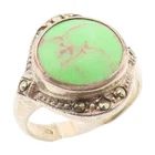 925 Sterling Silver Vintage Ring Cabochon Turquoise & Marcasite  Sz 7  RG35130