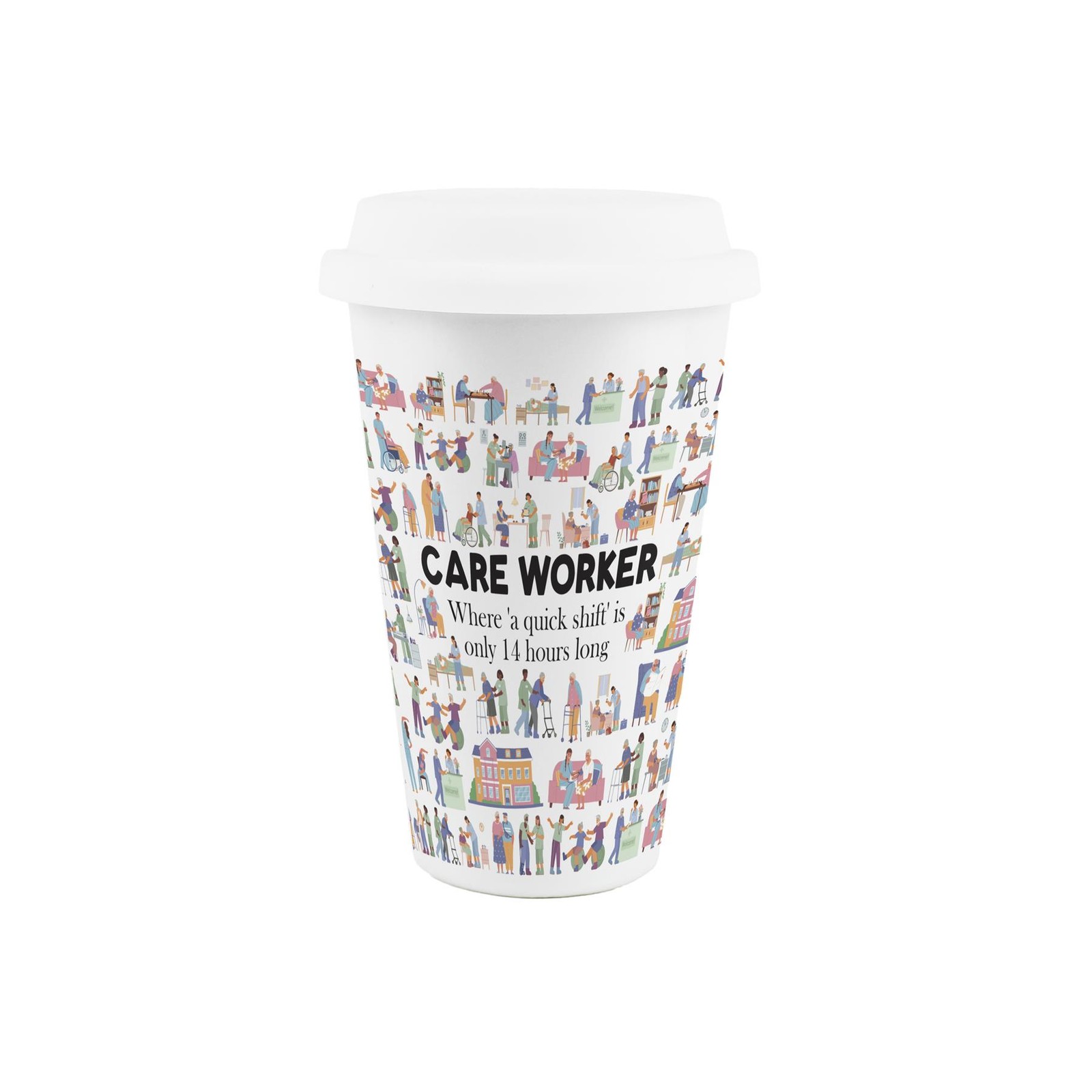 Care Worker Ceramic Travel Mug - Funny Novelty Gifts for Healthcare Staff