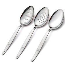 3 Pcs Medium 9 Inch Kunz 18/10 Stainless Steel Serving Spoon Set