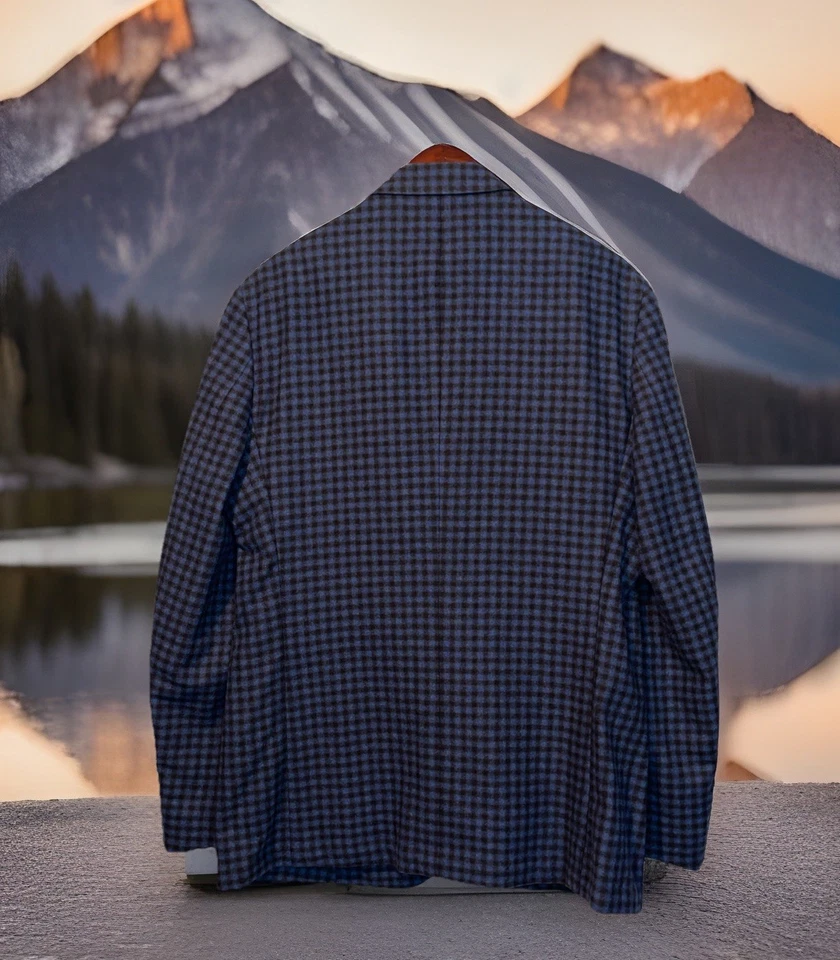 Blazer JKT New York Hombres 46L Cuadros Guinga Abrigo Deportivo Boda Negocios Preppy Foto 2 de 4