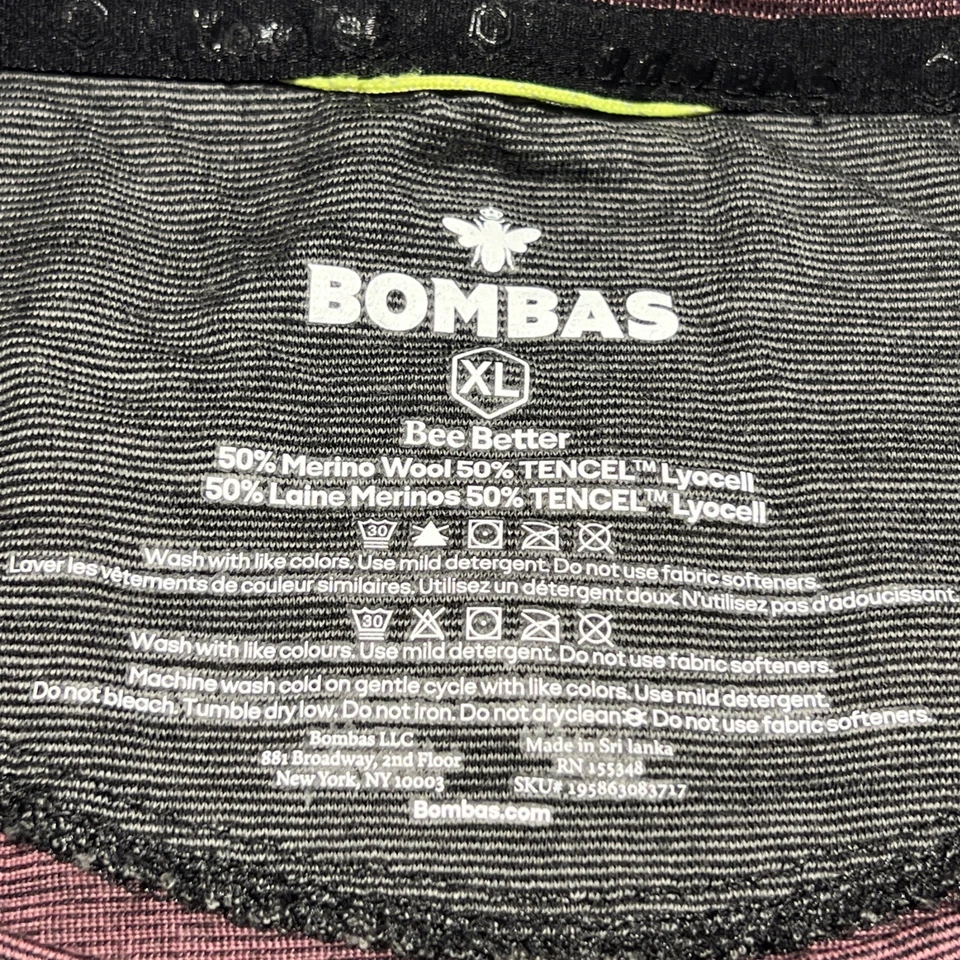 Camisa Bombas Bee Better Manga Larga Mezcla Merino Mujer XL Borgoña Rayas -F430 Foto 3 de 4