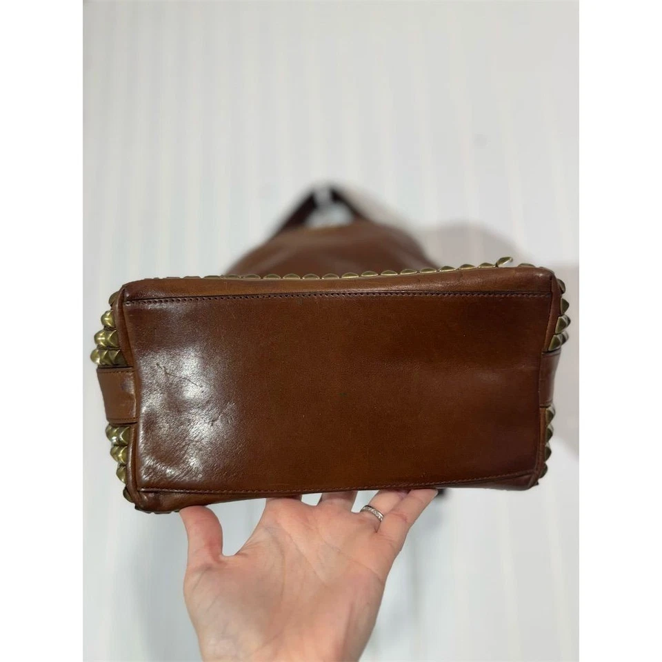 Coach Kristin Studded Leather Hobo Bag Brown Brass Studs Shoulder Purse VTG - Image 3 of 4