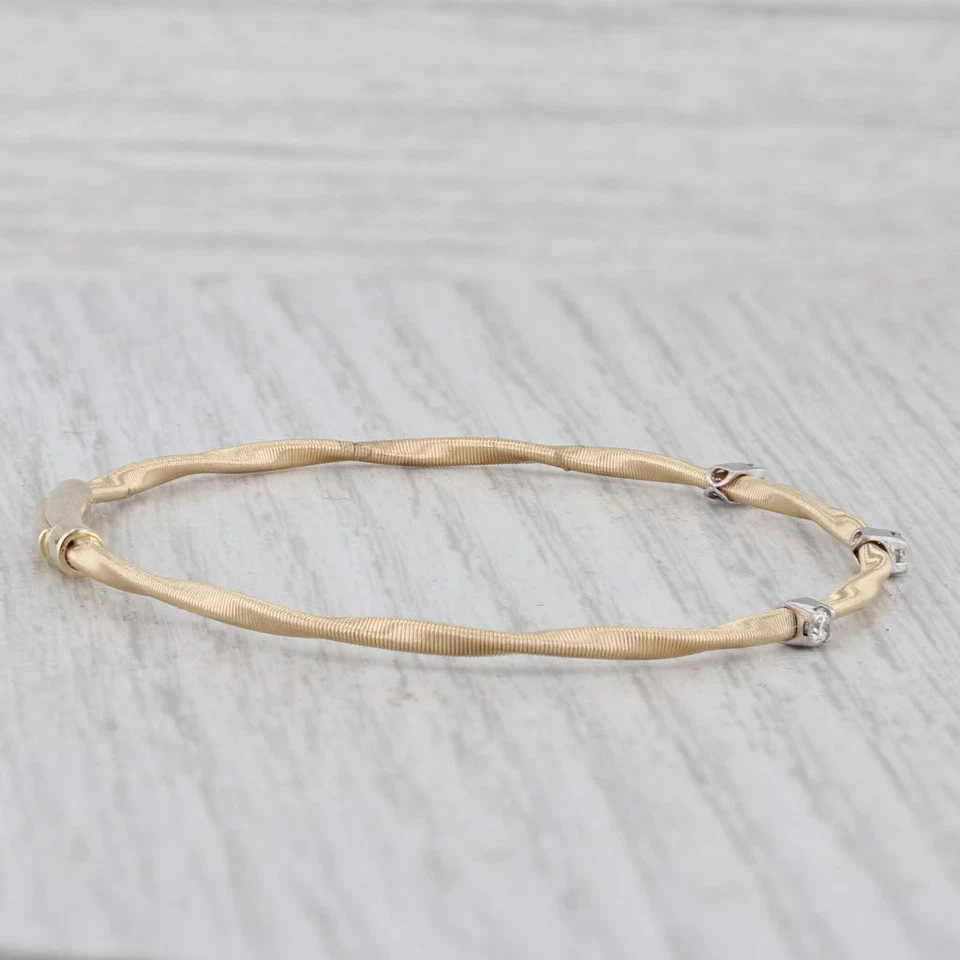 New 0.17ctw Diamond Flexible Twist Bangle Bracelet 14k Yellow White Gold 7" - Image 4 of 4