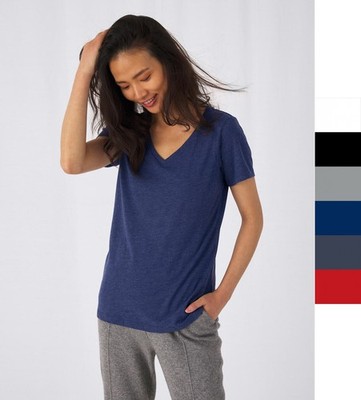 5 Stück Set Damen Triblend V-Neck T-Shirt B&C seidig weich bedruckbar FairWear Ö