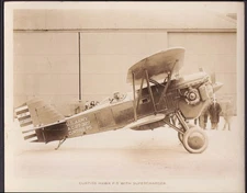 US Army Curtiss P-5 Hawk Supercharged biplane 4x5" sepiatone photo