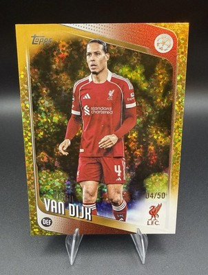 Topps 2025-26 UEFA CC Virgil Van Dijk Liverpool  GOLD INFERNO 4/50 JSY# MATCH!!!