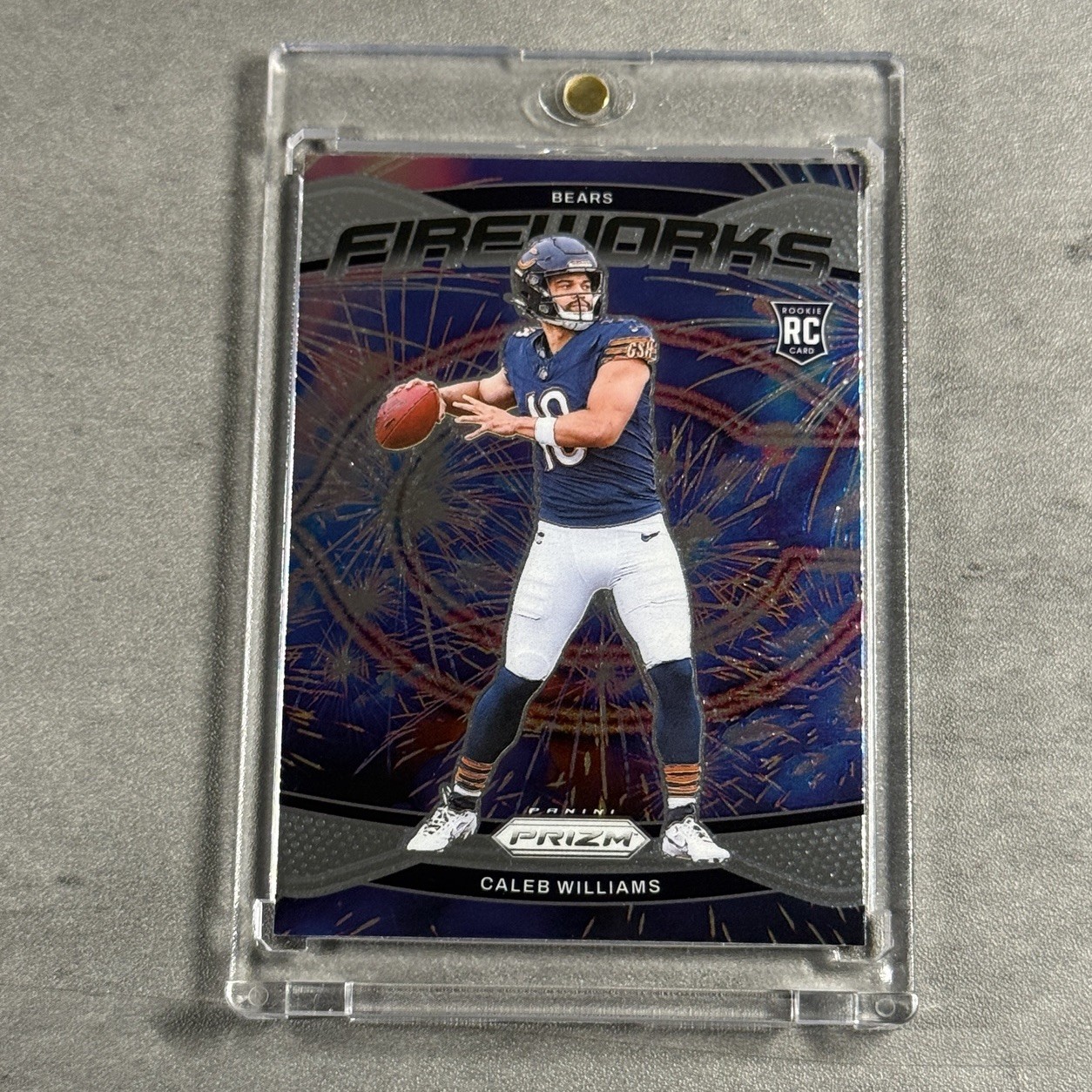 Caleb Williams Rookie 2024 Panini Prizm Fireworks #25 (RC) Silver Base Bears