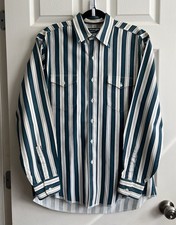 WRANGLER Vintage 90's Striped Cowboy Cut Reg Fit X-Long Tails Button Shirt 16x34