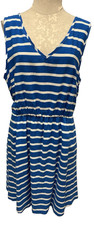Gap Blue & White Striped Sleeveless Fit & Flare Dress Women's Large Tall
