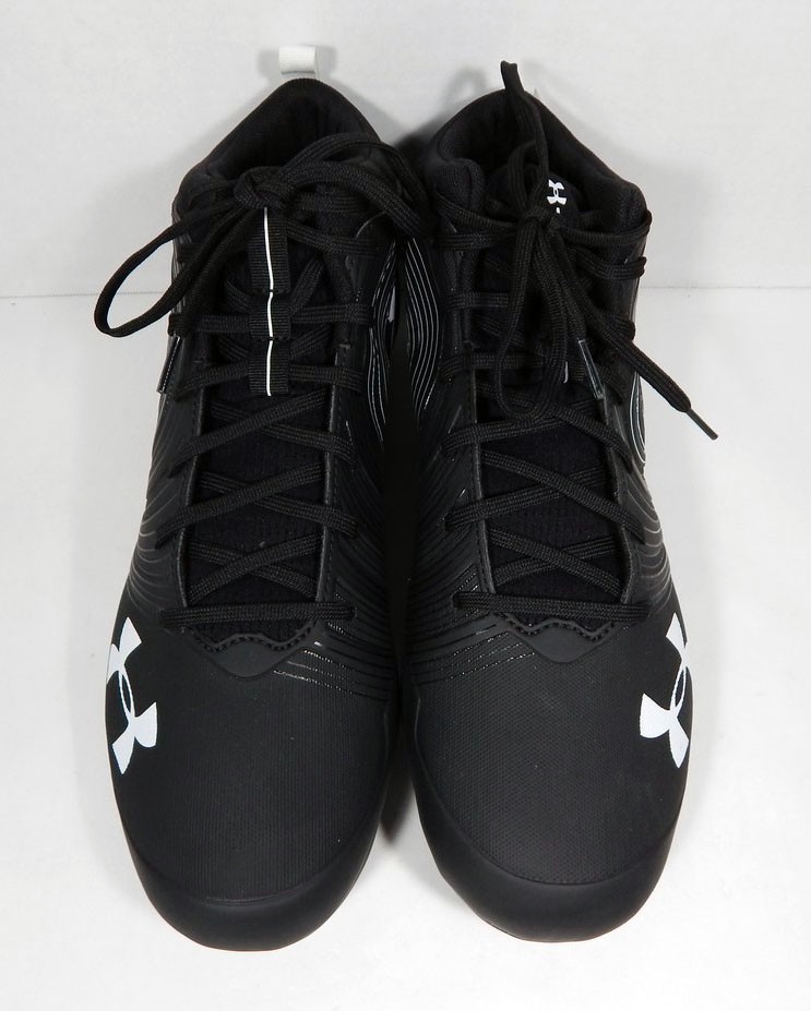 2018 UA Nitro Mid Steelers Blk/Wht Football Cleats Size 14 3021727-006 thumbnail 3
