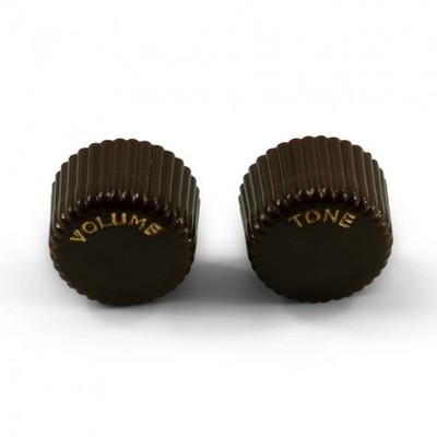 2x HARMONY SILVERTONE GUITAR KNOBS BROWN CUPCAKE TONE & VOLUME - CTS OR EMERSON