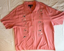 Nat Nast Silk Shirt Mens XXL Camp Limited Edition 126 "American Dream" Salmon