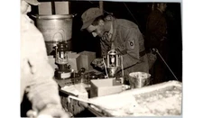 1950s USAF Serviceman Kerosene Lantern Repair Field Tent Photograph Ephemera